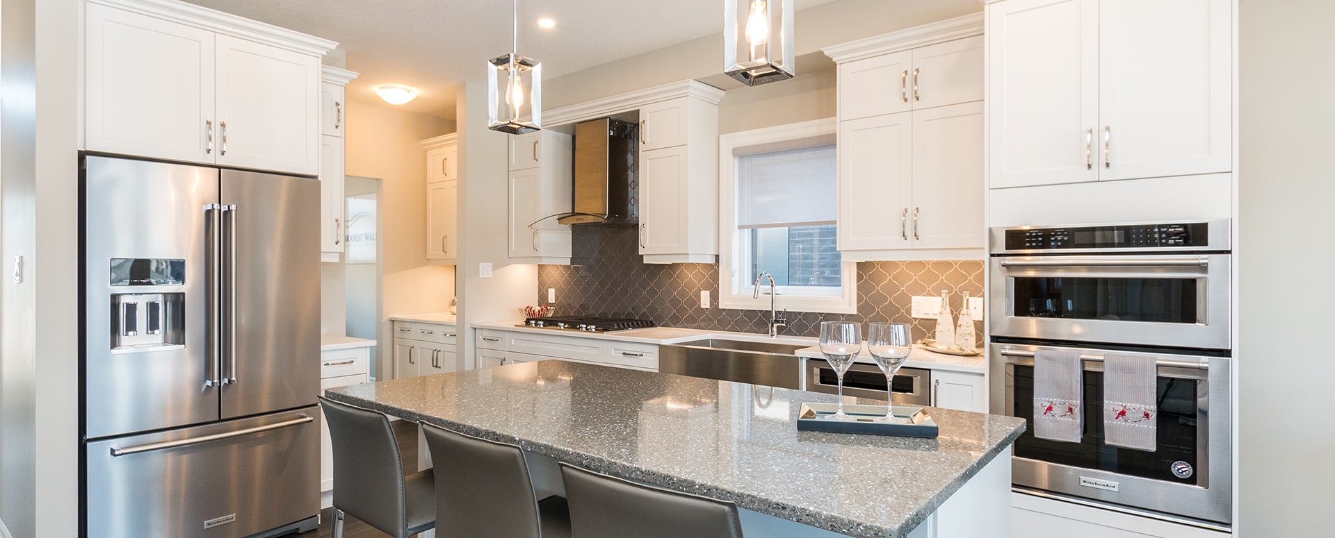 Model home Kitchen at Rembrandt Walk, a single family condo community in north London.