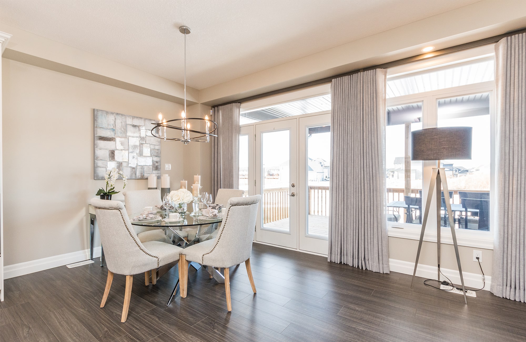Dining room looking out onto covered patio at Rembrandt Walk