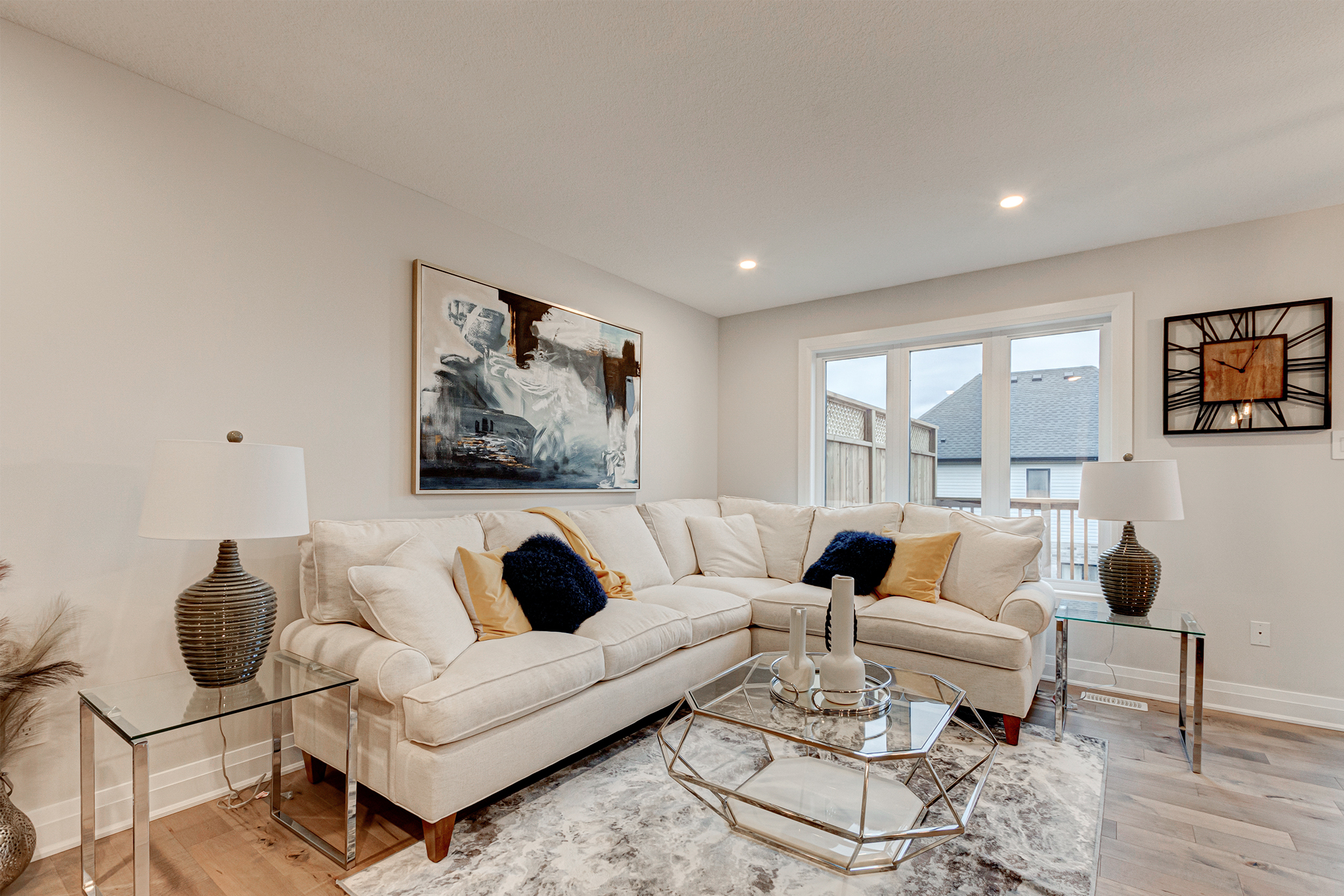 Cozy living area in a Rembrandt model home at Upper West.